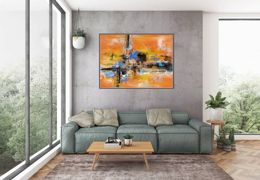 Blue Original Contemporary Abstract Canvas Artwork 3XB1J